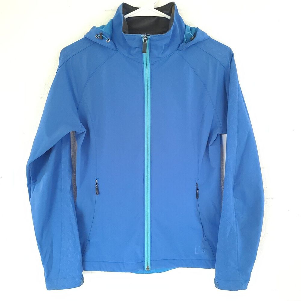 REI Bright Blue Softshell Hooded Jacket Size Extra Small 843962